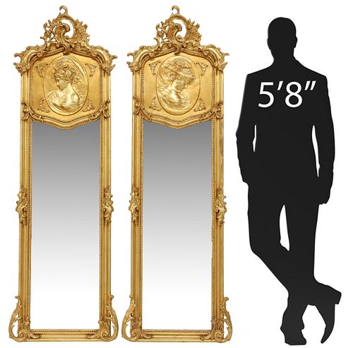(2) LOUIS XV STYLE GILT PORTRAIT