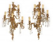 (2) LOUIS XV STYLE GILT BRONZE