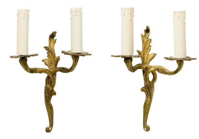 (2) LOUIS XV STYLE GILT BRASS