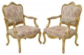(2) LOUIS XV STYLE GILTWOOD UP