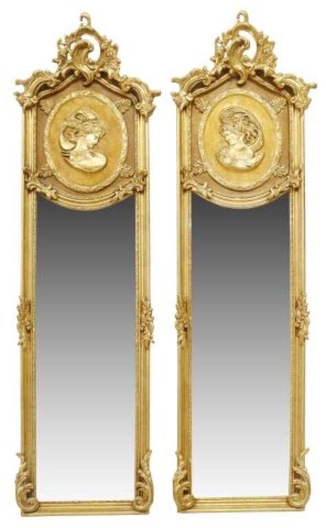 (2) LOUIS XV STYLE GILTWOOD BEVELED
