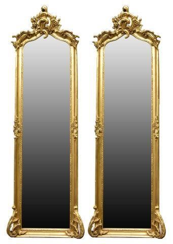 (2) LOUIS XV STYLE GILTWOOD BEVELED