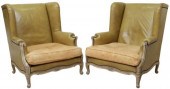 (2) LOUIS XV STYLE LEATHER WIN