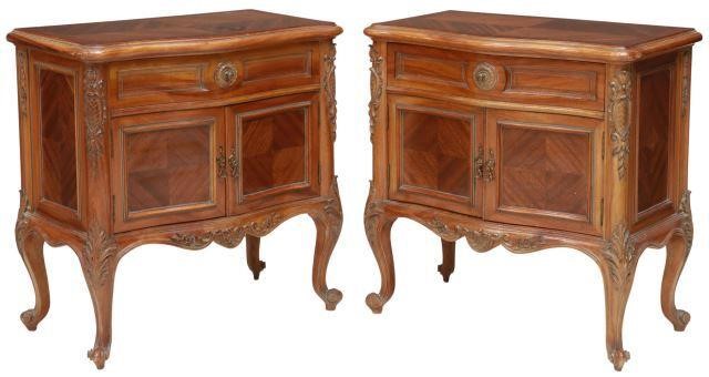 (2) LOUIS XV STYLE MAHOGANY BEDSIDE