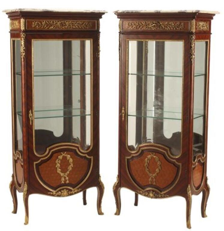 (2) LOUIS XV STYLE MARBLE TOP