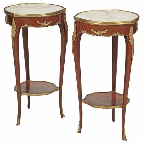 (2) LOUIS XV STYLE MARBLE-TOP