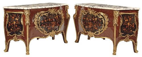 (2) LOUIS XV STYLE MARBLE-TOP