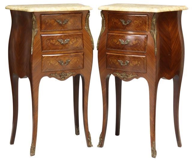 (2) LOUIS XV STYLE MARBLE-TOP