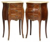 (2) LOUIS XV STYLE MARBLE-TOP