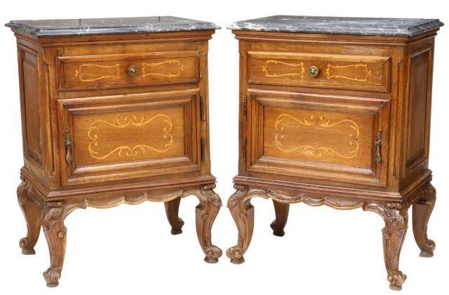(2) LOUIS XV STYLE MARBLE-TOP