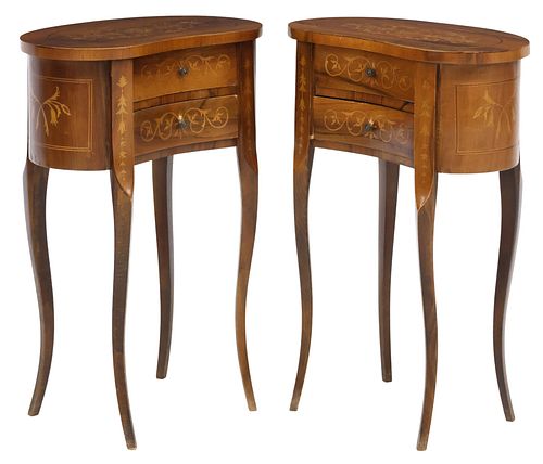 (2) LOUIS XV STYLE MARQUETRY