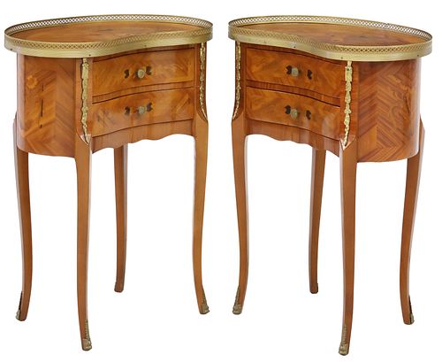 (2) LOUIS XV STYLE MARQUETRY