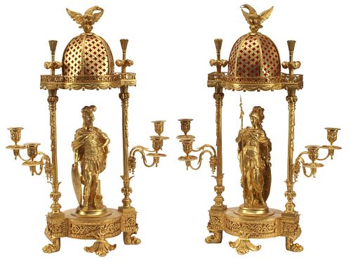 (2) LOUIS XV STYLE ORMOLU 4-LIGHT