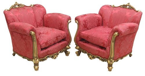 (2) LOUIS XV STYLE SILK DAMASK