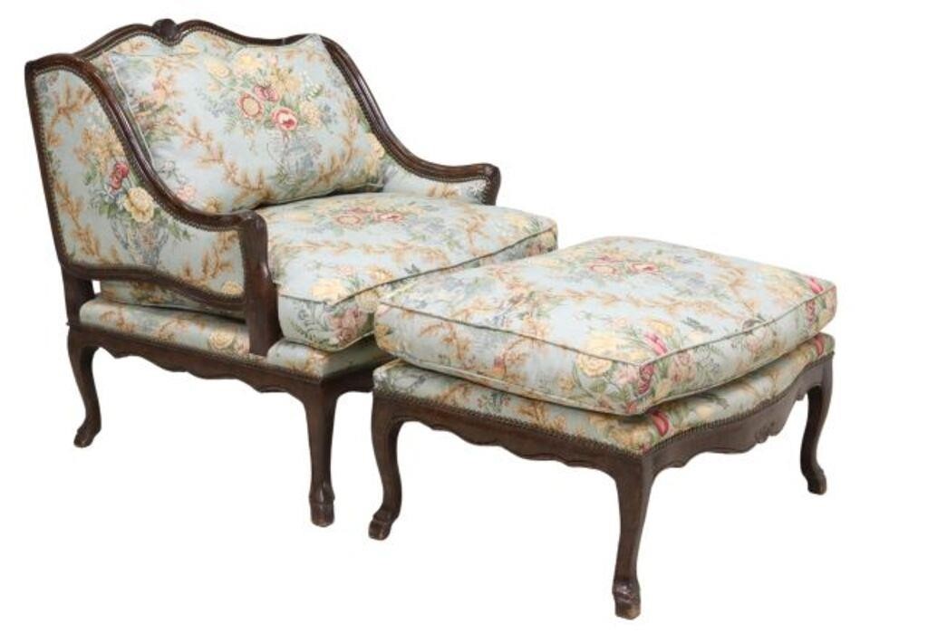 (2) LOUIS XV STYLE UPHOLSTERED