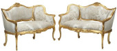 (2) LOUIS XV STYLE UPHOLSTERED