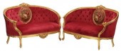 (2) LOUIS XV STYLE UPHOLSTERED