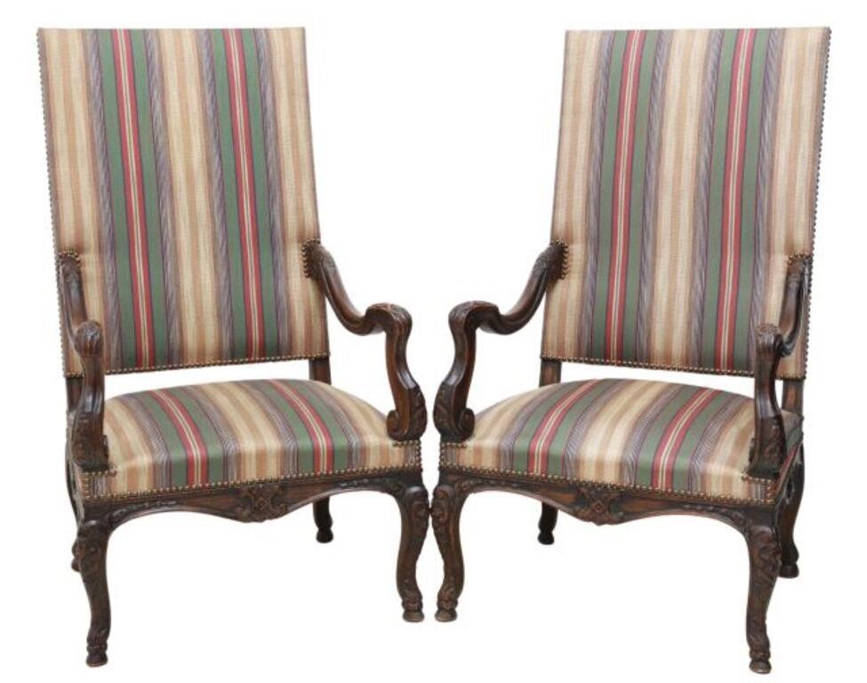 (2) LOUIS XV STYLE UPHOLSTERED