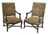 (2) LOUIS XV STYLE UPHOLSTERED