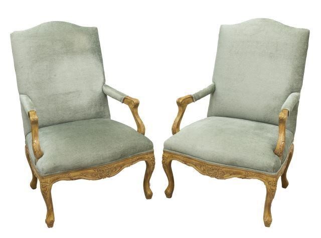 (2) LOUIS XV STYLE UPHOLSTERED