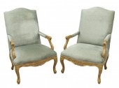 (2) LOUIS XV STYLE UPHOLSTERED