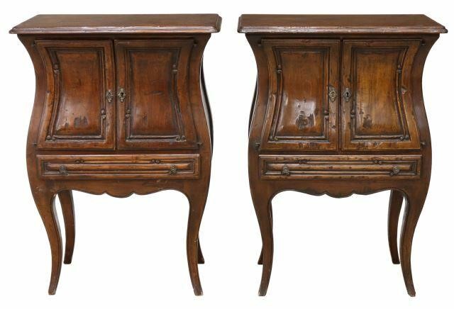 (2) LOUIS XV STYLE WALNUT BOMBE