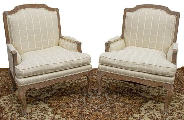 (2) LOUIS XV STYLE WHITEWASHED PINE