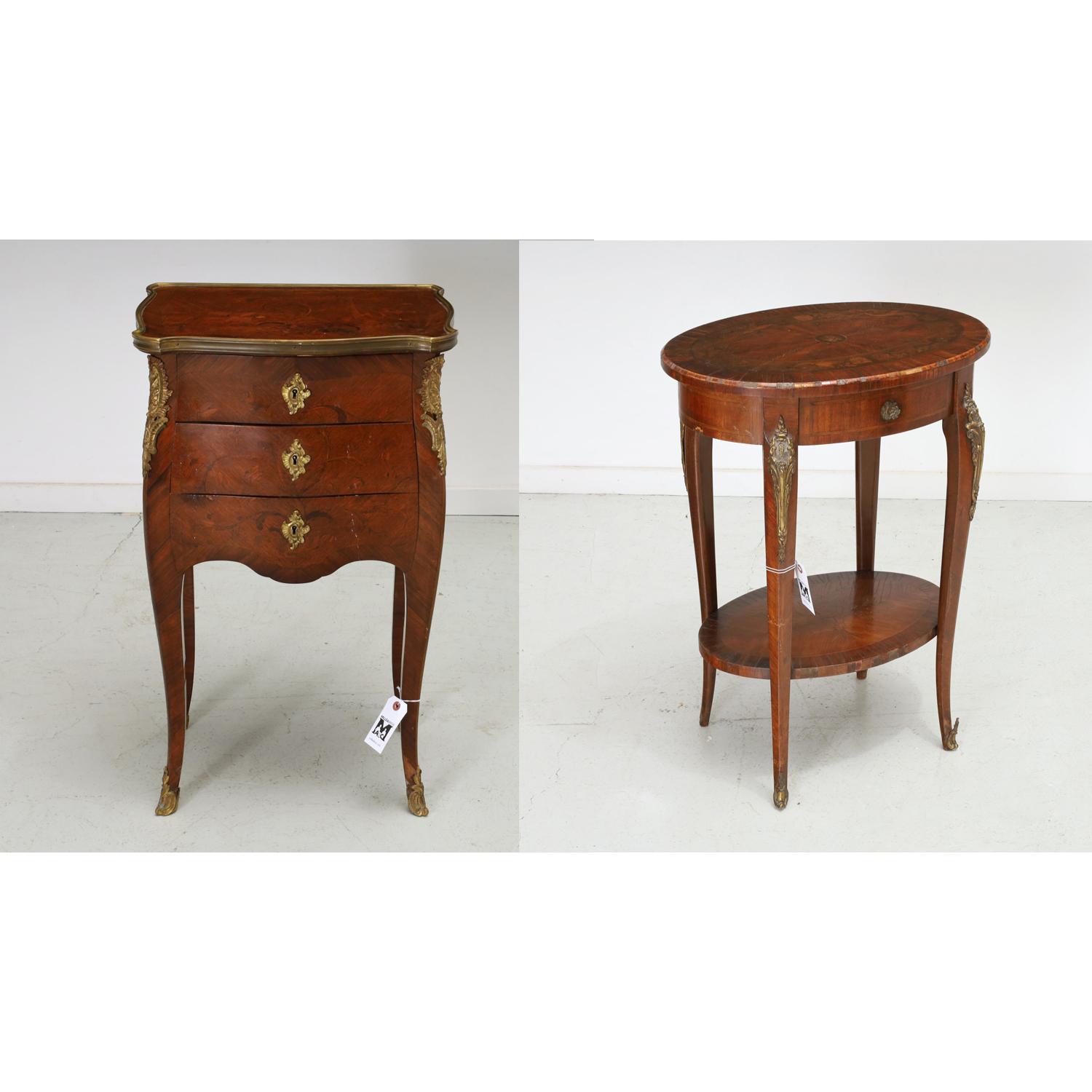(2) LOUIS XV, XVI STYLE MARQUETRY
