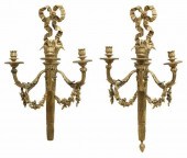 (2) LOUIS XVI STYLE BRONZE DOR