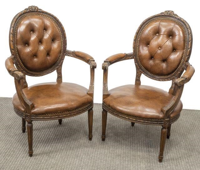 (2) LOUIS XVI STYLE BUTTON-TUFTED