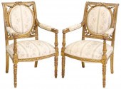 (2) LOUIS XVI STYLE GILT UPHOL