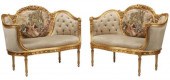 (2) LOUIS XVI STYLE GILT UPHOL