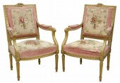 (2) LOUIS XVI STYLE GILTWOOD T