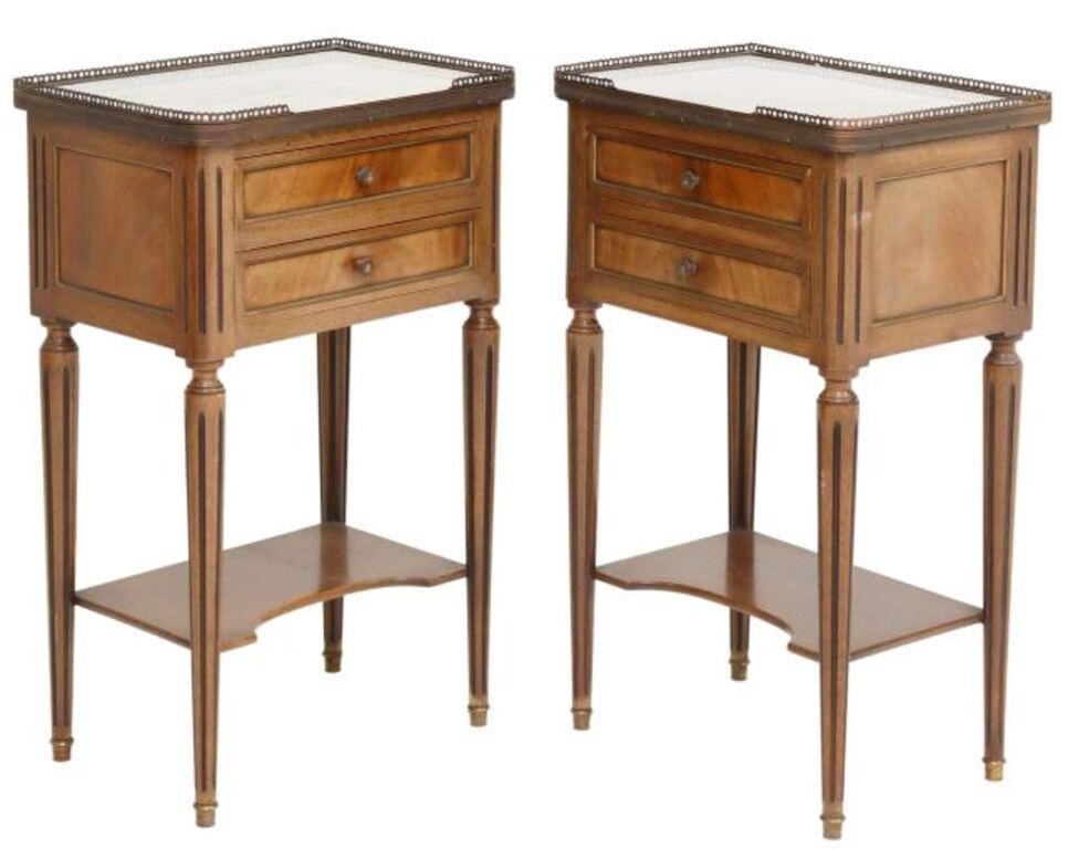 (2) LOUIS XVI STYLE MARBLE-TOP