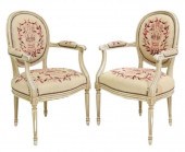 (2) LOUIS XVI STYLE NEEDLEPOIN