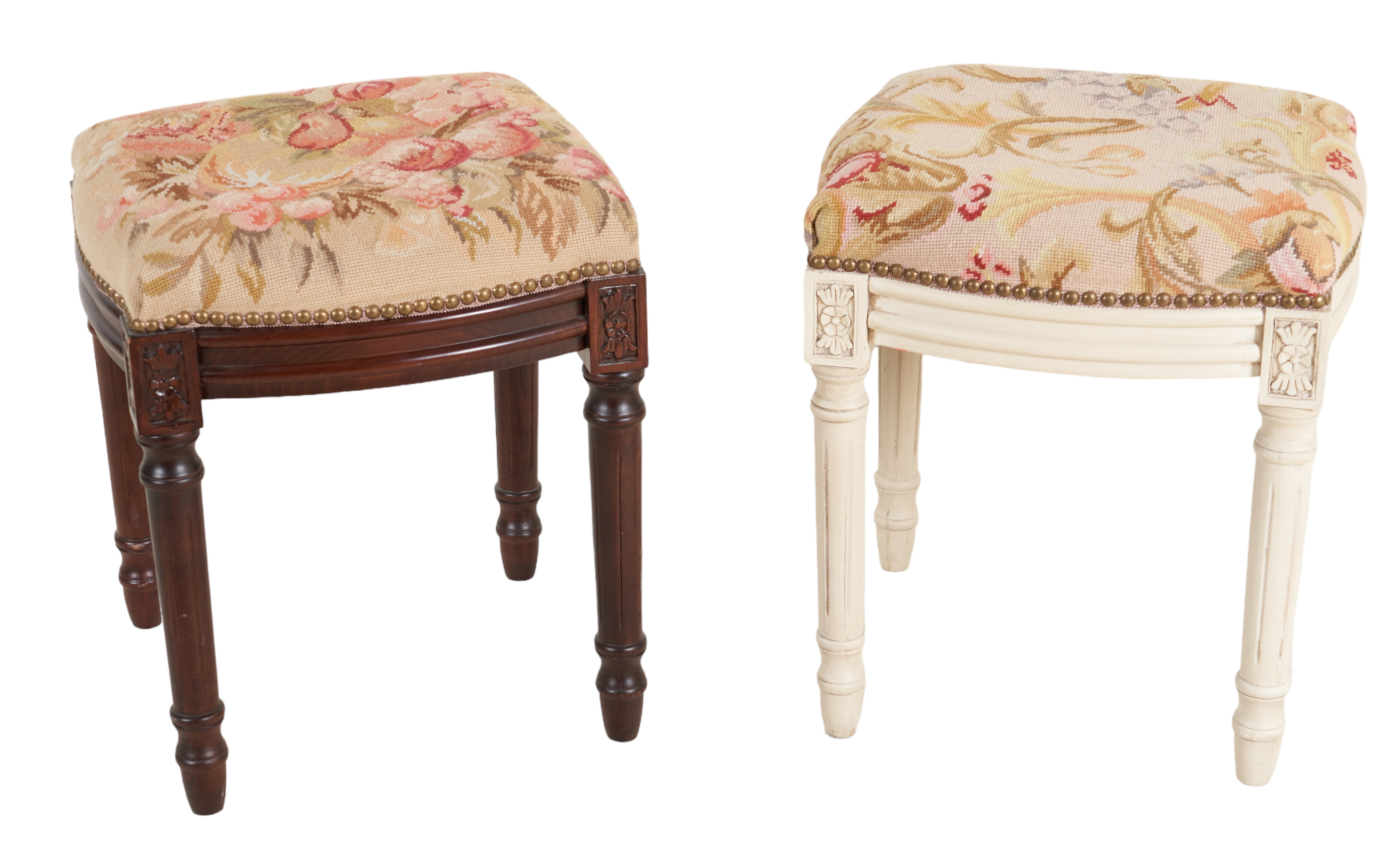 (2) Louis XVI style needlepoint