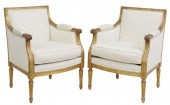 (2) LOUIS XVI STYLE UPHOLSTERE