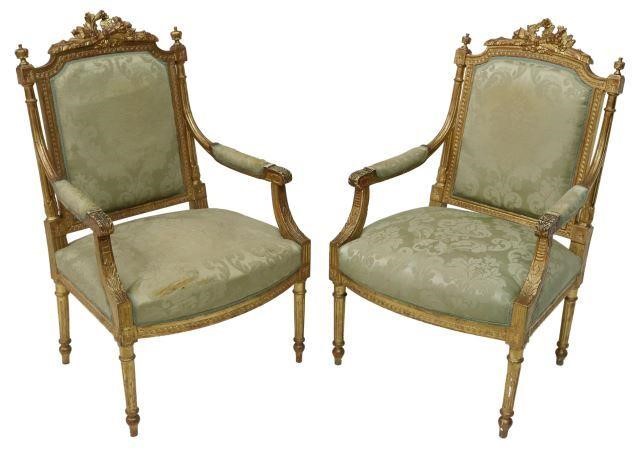 (2) LOUIS XVI STYLE UPHOLSTERED