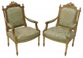 (2) LOUIS XVI STYLE UPHOLSTERE