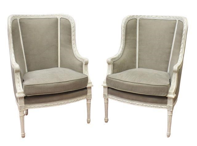 (2) LOUIS XVI STYLE UPHOLSTERED