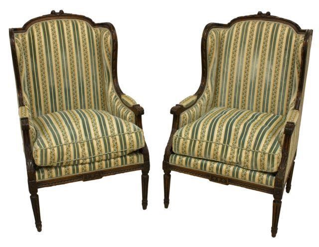 (2) LOUIS XVI STYLE UPHOLSTERED