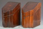 2 MAHOGANY KNIFE BOXESTwo Geor