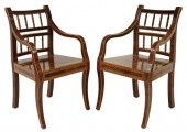 (2) MAHOGANY SPINDLE-BACK INLA