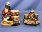 2 MAJOLICA CERAMIC MATCHSTICK/