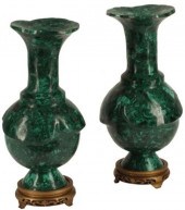 (2) MALACHITE TILED VASES ON C