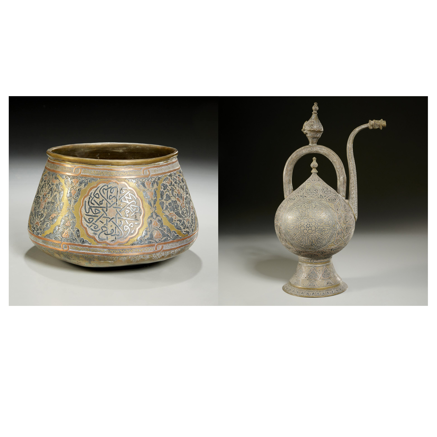 (2) MAMLUK CAIROWARE METAL INLAID