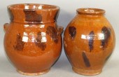 2 MANGANESE SPONGED REDWARE JA
