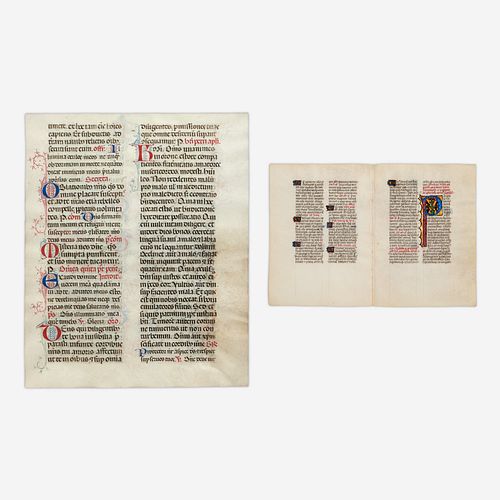 2 MANUSCRIPT LEAVES, 14TH AND