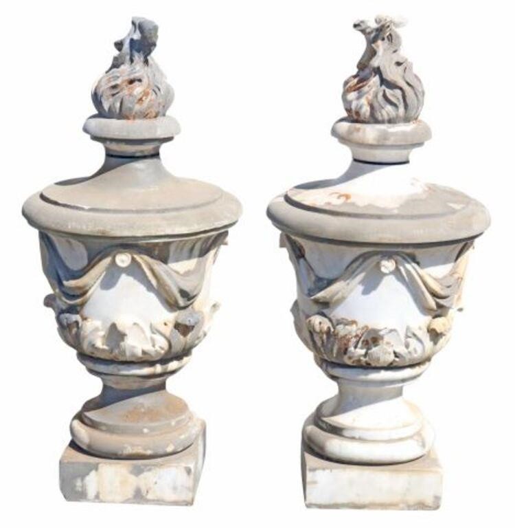 (2) MARBLE GARDEN STATUARY, FLAMING