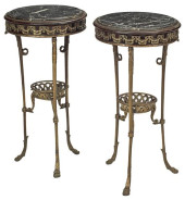 (2) MARBLE-TOP BRONZE TRIPOD B